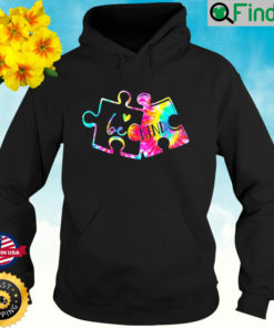 Tie Dye Puzzle Pieces Be Kind Autism Awareness Holding Hoodie
