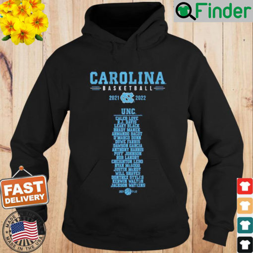UNC Basketball 2021 22 Roster Hoodie