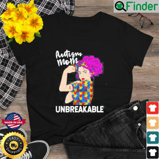 Unbreakable Autism Mom Puzzle Ribbon Shirt