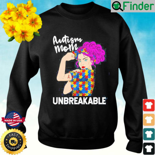 Unbreakable Autism Mom Puzzle Ribbon Sweatshirt
