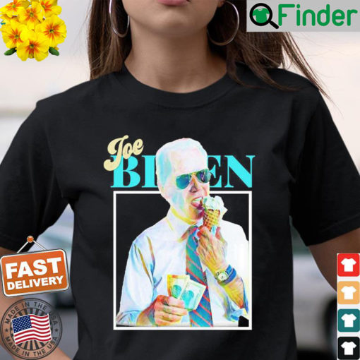 Vintage Funny Anti Joe Biden Eating Ice Cream T Shirt