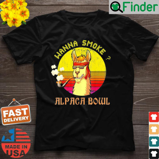 Wanna Smoke Alpaca Bowl Vintage Retro Lover T Shirt