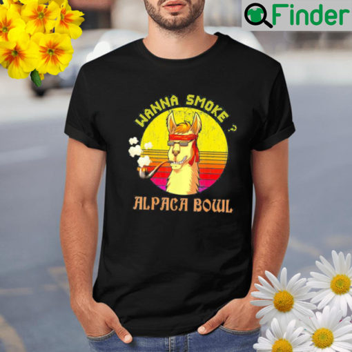 Wanna Smoke Alpaca Bowl Vintage Retro Lover Tee Shirt