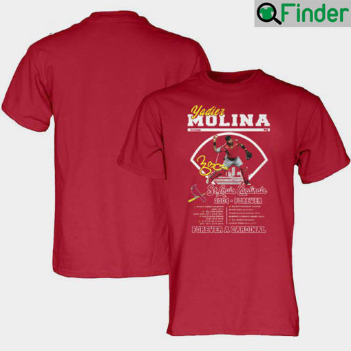 Yadier Molina St Louis Cardinals Player 2004 Forever Signatures T Shirt