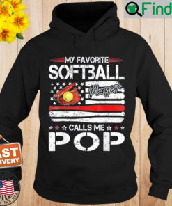 American Flag My Favorite Softball Player Calls Me Pop Hoodie