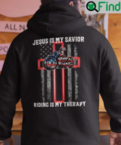 Jesus Is My Savior Riding Is My Therapy American Flag Hoodie