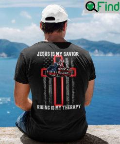 Jesus Is My Savior Riding Is My Therapy American Flag T Shirt