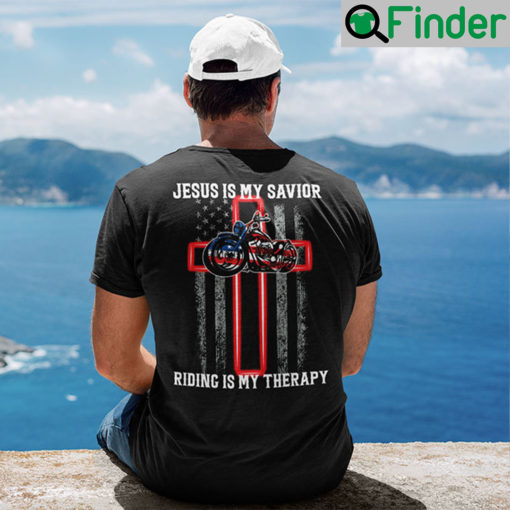 Jesus Is My Savior Riding Is My Therapy American Flag T Shirt