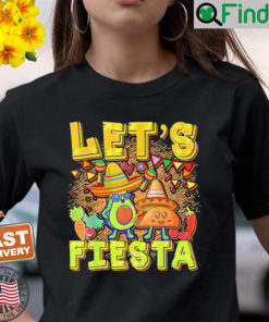 Lets Fiesta Cinco De Mayo Cartoon Taco And Avocado Tee Shirt