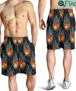 Basketball Fire Print Pattern Men Shorts