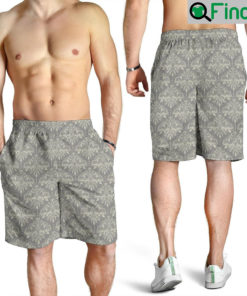 Damask Grey Elegant Print Pattern Men Shorts