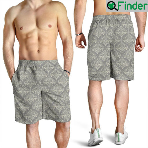 Damask Grey Elegant Print Pattern Men Shorts