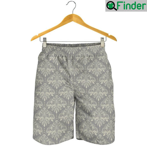 Damask Grey Elegant Print Pattern Mens Short