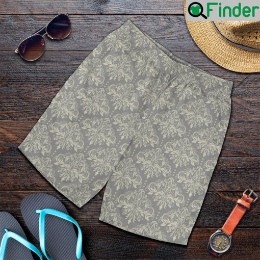 Damask Grey Elegant Print Pattern Mens Shorts