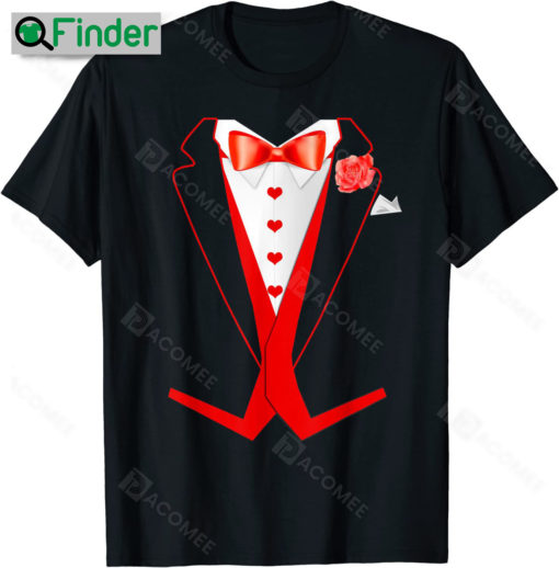 Red Hearts Cool Funny Valentines Day Tuxedo T Shirt