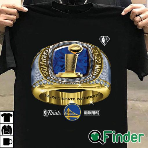 T shirt black Golden State Warriors Fanatics Branded 2022 NBA Finals Champions Bling Ring Big Tall T Shirt