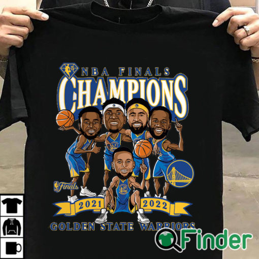 T shirt black Golden State Warriors Fanatics Branded 2022 NBA Finals Champions Caricature T Shirt