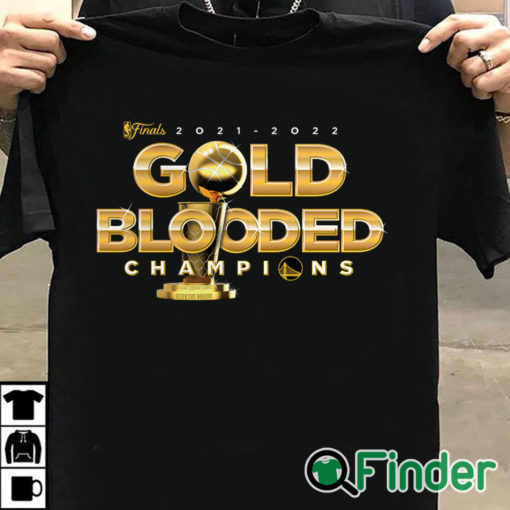 T shirt black Golden State Warriors Fanatics Branded 2022 NBA Finals Champions Gold Blooded T Shirt