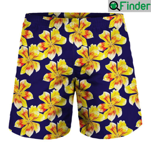 Yellow Watercolor Lily Pattern Print MenS Short