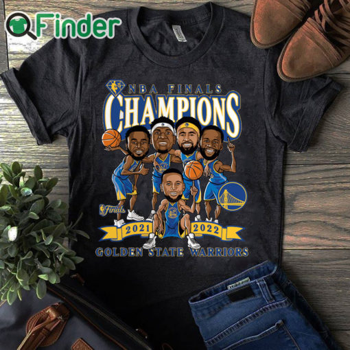 black T shirt Golden State Warriors Fanatics Branded 2022 NBA Finals Champions Caricature T Shirt