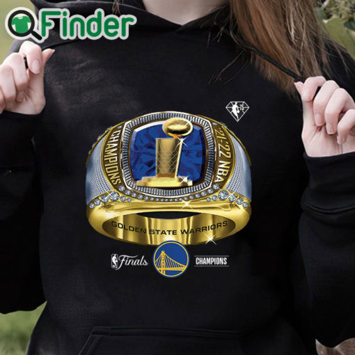 black hoodie Golden State Warriors Fanatics Branded 2022 NBA Finals Champions Bling Ring Big Tall T Shirt