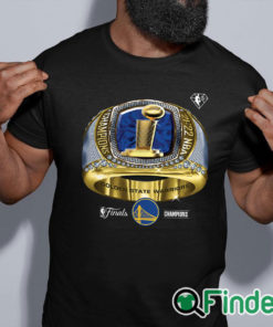 black shirt Golden State Warriors Fanatics Branded 2022 NBA Finals Champions Bling Ring Big Tall T Shirt