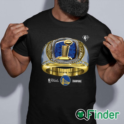 black shirt Golden State Warriors Fanatics Branded 2022 NBA Finals Champions Bling Ring Big Tall T Shirt