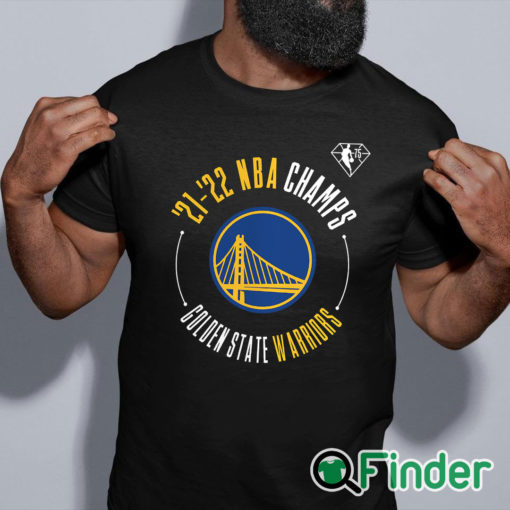 black shirt Golden State Warriors Fanatics Branded 2022 NBA Finals Champions Drive List Roster T Shirt