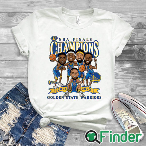 white T shirt Golden State Warriors Fanatics Branded 2022 NBA Finals Champions Caricature T Shirt