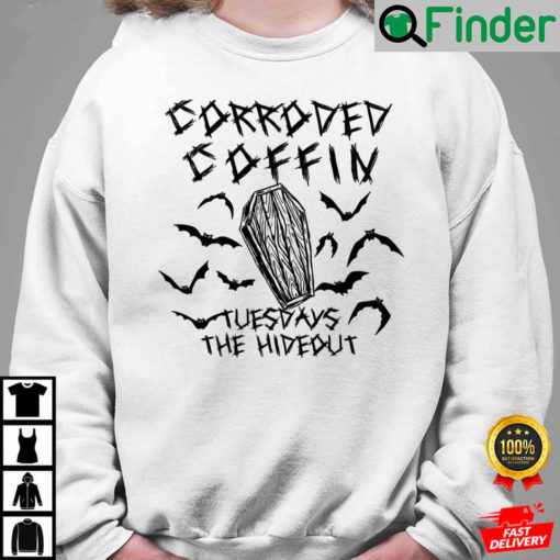 Corroded Coffin The Hideout Poster Stranger Things Eddie Munson Corroded Coffin Sweatshirt