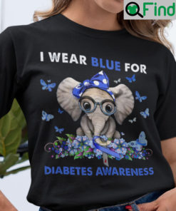 I Wear Blue For Diabetes Awareness Shirt Elephant