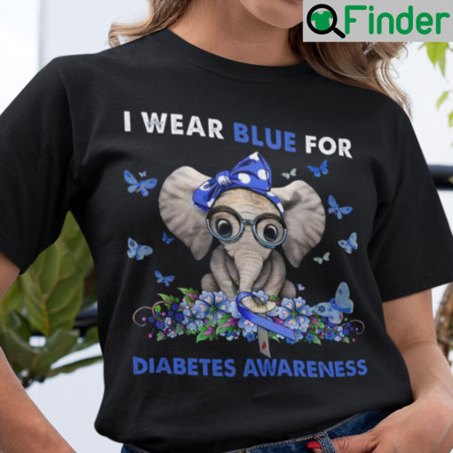 I Wear Blue For Diabetes Awareness Shirt Elephant