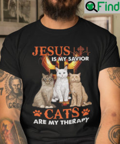 Jesus Is My Savior Cats Are My Therapy T Shirt