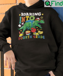 Roaring Into Fourth Grade Dinosaur Shirt