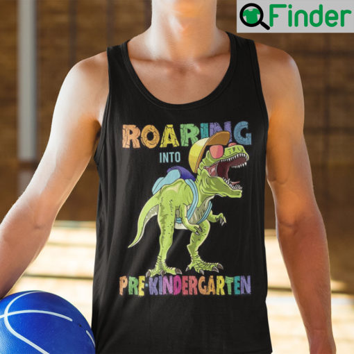 Roaring Into Kindergarten Dinosaur Tank Top Shirt