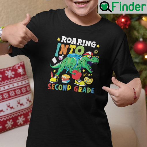 Roaring Into Second Grade Dinosaur Shirt