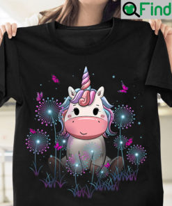 Unicorn Shirt Dandelion Flowers Butterflies