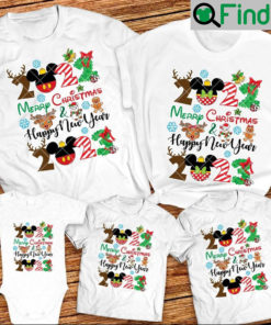 Disney Merry Christmas 2022 And Happy New Year 2023 Family Shirts