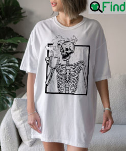 Halloween Skeleton Drinking Coffee Shirt