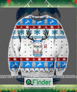 Busch Beer Reindeer White Blue Knitted Wool Sweater Sweatshirt – LIMITED EDITION