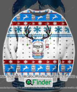 Busch Beer Reindeer White Blue Knitted Wool Sweater – LIMITED EDITION