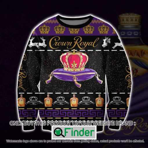 Crown Royal Logo Black Purple Knitted Wool Sweater – LIMITED EDITION