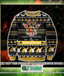 Easily Distracted By Dogs And Books Christmas Ugly Sweater Sweatshirt – LIMITED EDITION