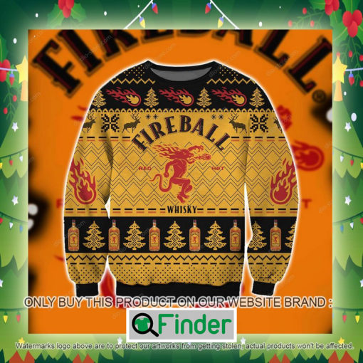 Fireball Cinnamon Whisky Logo Black Yellow Knitted Wool Sweater Sweatshirt – LIMITED EDITION