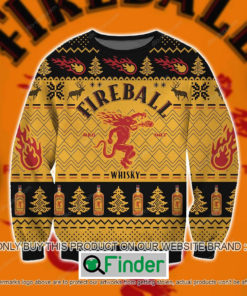 Fireball Cinnamon Whisky Logo Black Yellow Knitted Wool Sweater – LIMITED EDITION