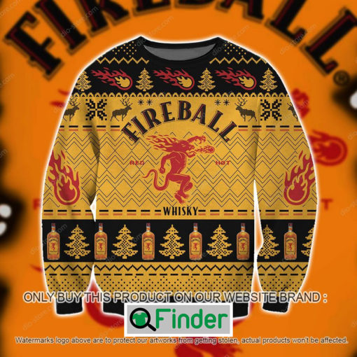 Fireball Cinnamon Whisky Logo Black Yellow Knitted Wool Sweater – LIMITED EDITION