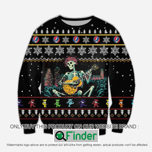 Grateful Dead Rose Skeleton Black Knitted Wool Sweater Sweatshirt – LIMITED EDITION