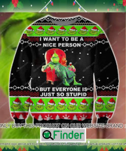 Grinch I Want To Be A Nice Person Knitted Wool Sweater Sweatshirt – LIMITED EDITION