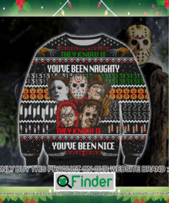 Horror Characters They Know If YouVe Been Naughty Knitted Wool Sweater Sweatshirt – LIMITED EDITION