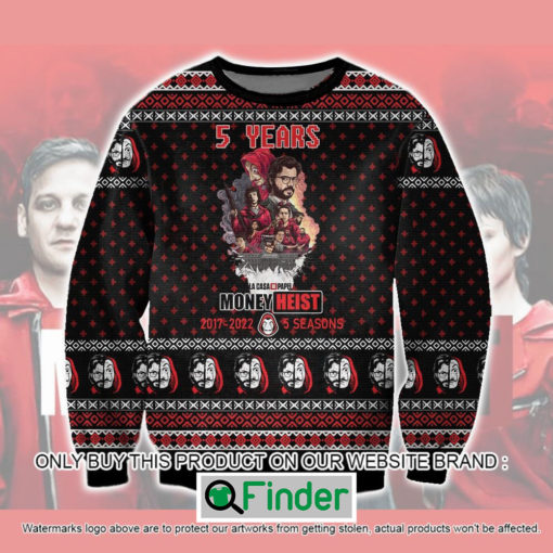 Money Heist 5 Years 5 Season Christmas Ugly Sweater – LIMITED EDITION